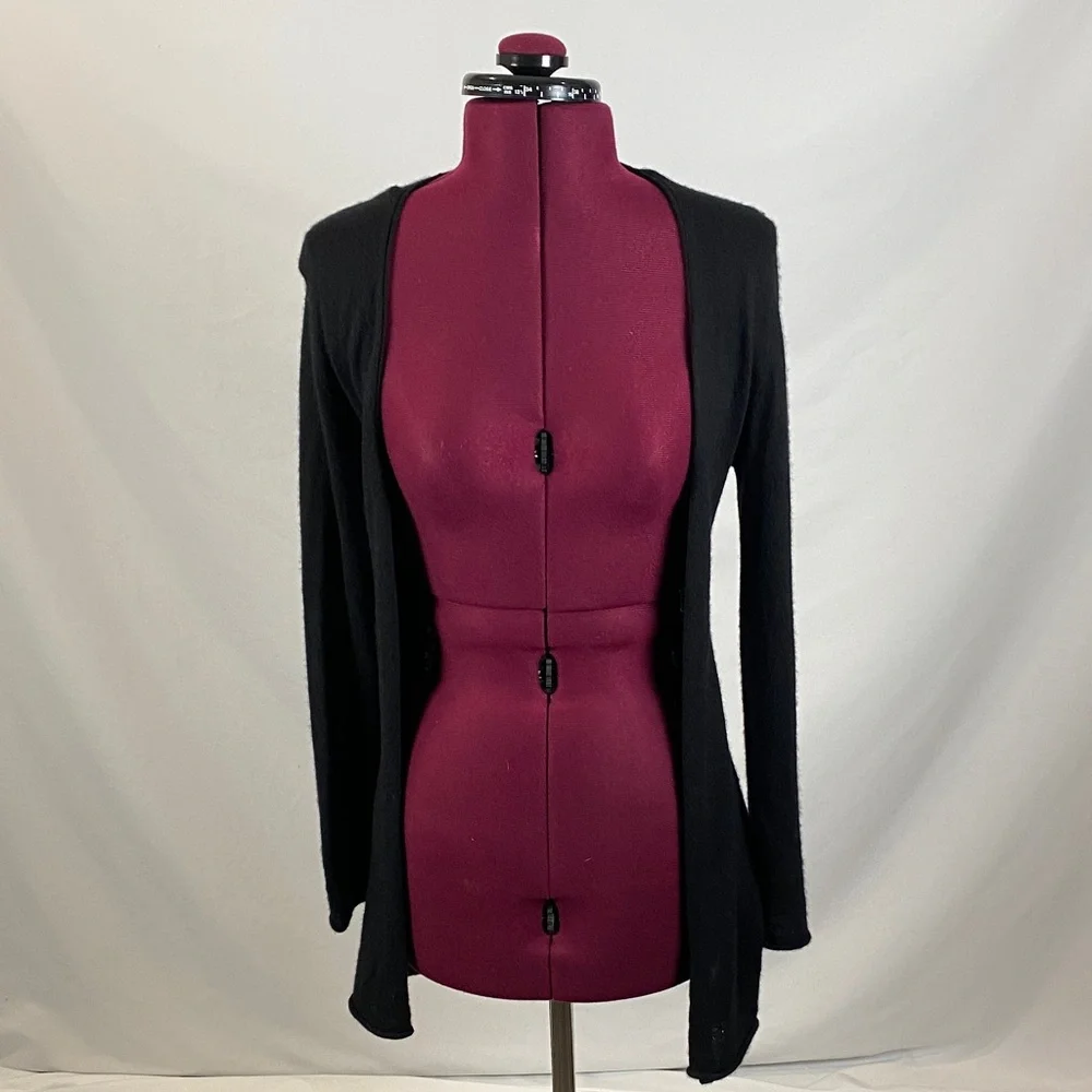 Black Open Front 100% Cashmere Cardigan - Picture 3 of 5